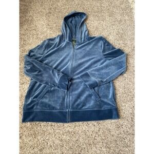 Lauren Ralph Lauren Sweater Womens Adult Sz XL Blue Full Zip Velour Hoodie